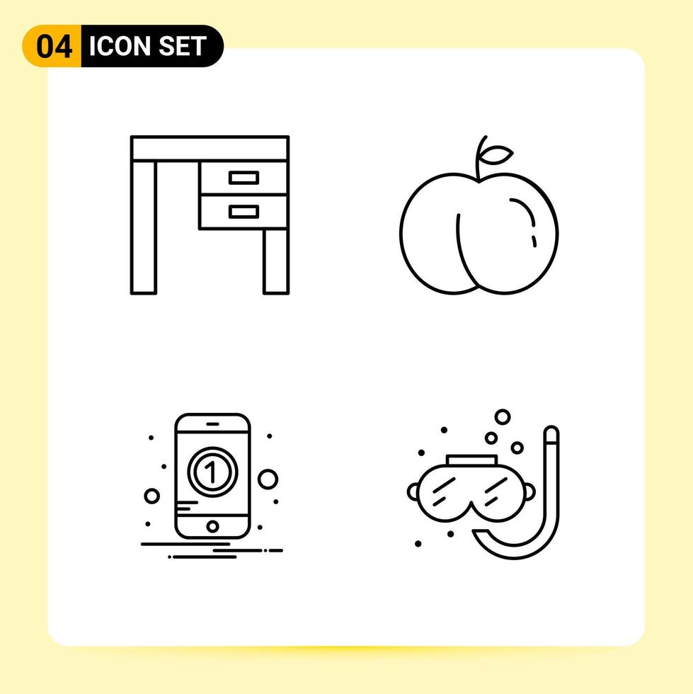 4 Creative Icons for Modern website design and responsive mobile apps 4 Outline Symbols Signs on White Background 4 Icon Pack vector