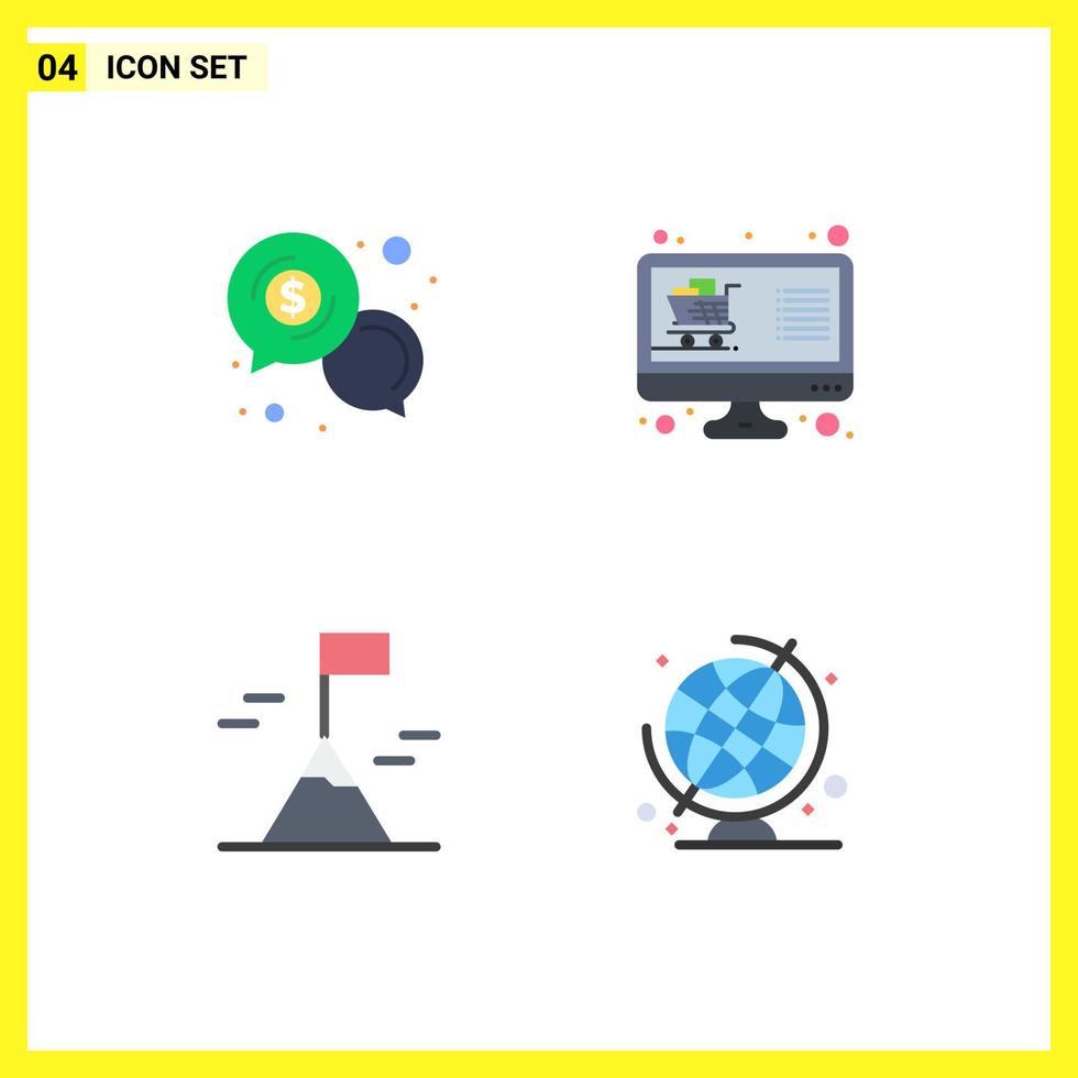 4 Creative Icons Modern Signs and Symbols of business list communication online mountain Editable Vector Design Elements