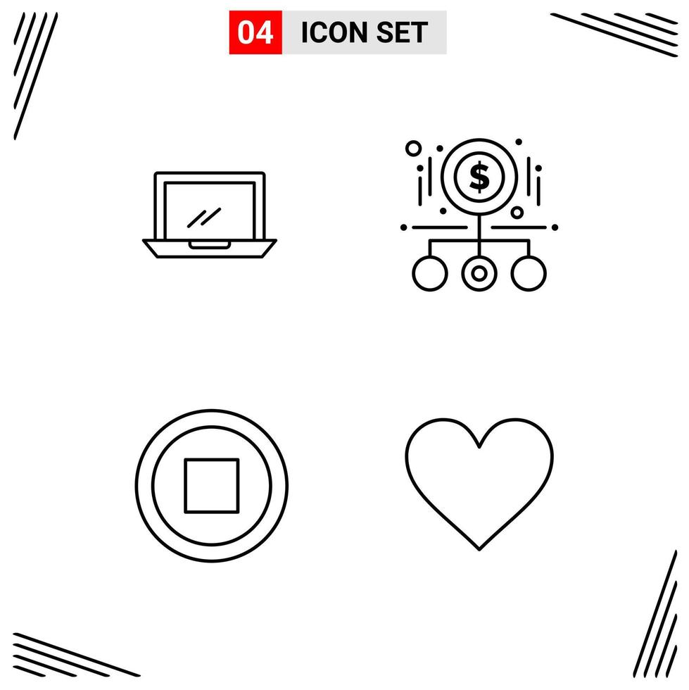4 Icons Line Style Grid Based Creative Outline Symbols for Website Design Simple Line Icon Signs Isolated on White Background 4 Icon Set vector