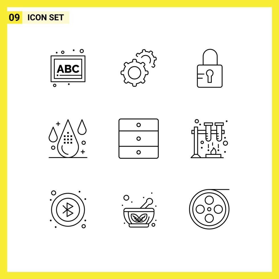 9 Universal Outline Signs Symbols of home appliances furniture locked drop design Editable Vector Design Elements