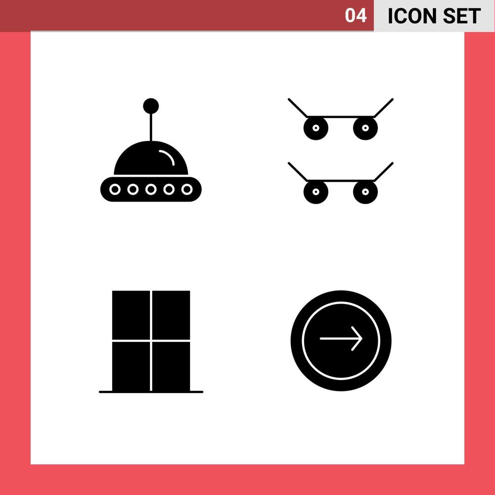 Universal Icon Symbols Group of 4 Modern Solid Glyphs of science wardrobe skateboard home basic Editable Vector Design Elements