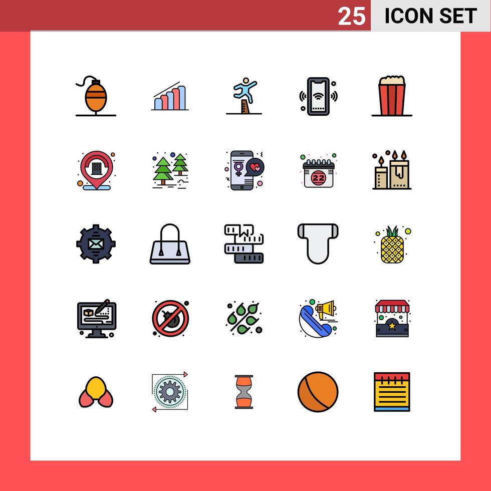 Universal Icon Symbols Group of 25 Modern Filled line Flat Colors of pop connect jumping wifi phone Editable Vector Design Elements