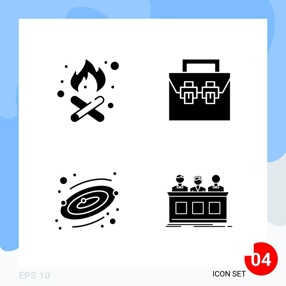 Modern Pack of 4 Icons Solid Glyph Symbols isolated on White Backgound for Website designing vector