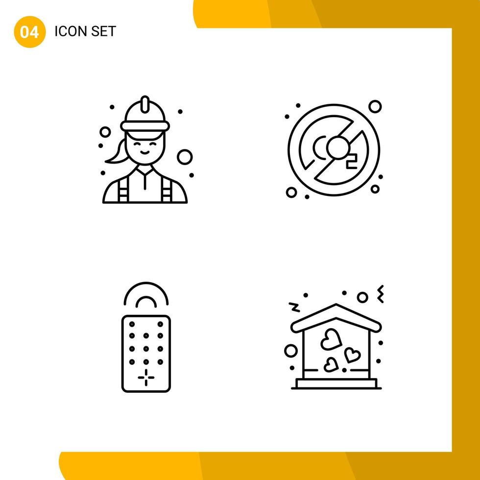 4 Icon Set Line Style Icon Pack Outline Symbols isolated on White Backgound for Responsive Website Designing vector