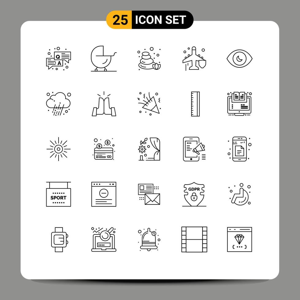 Modern Set of 25 Lines and symbols such as search eye stones protection insurance Editable Vector Design Elements