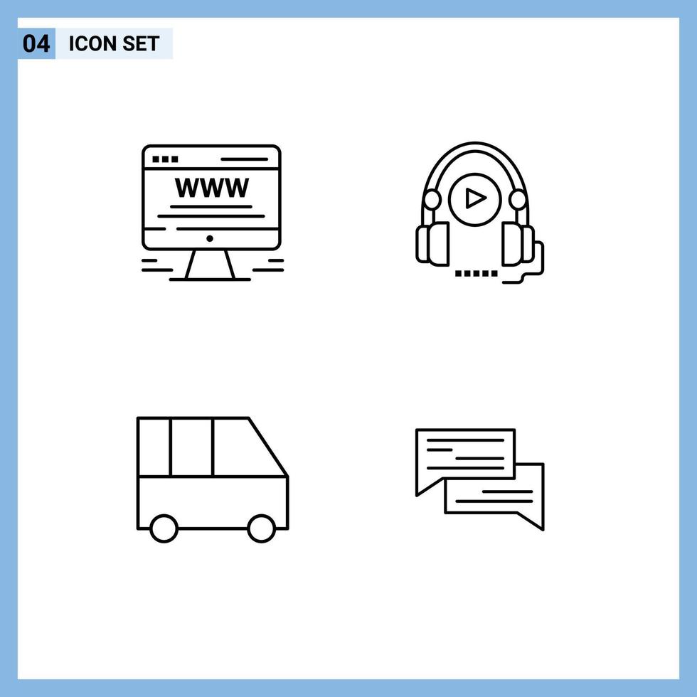 Set of 4 Modern UI Icons Symbols Signs for advert family van web advert language course passenger van Editable Vector Design Elements