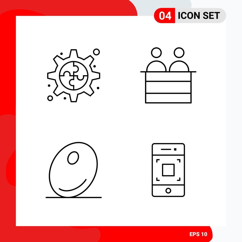 Creative Set of 4 Universal Outline Icons isolated on White Background vector