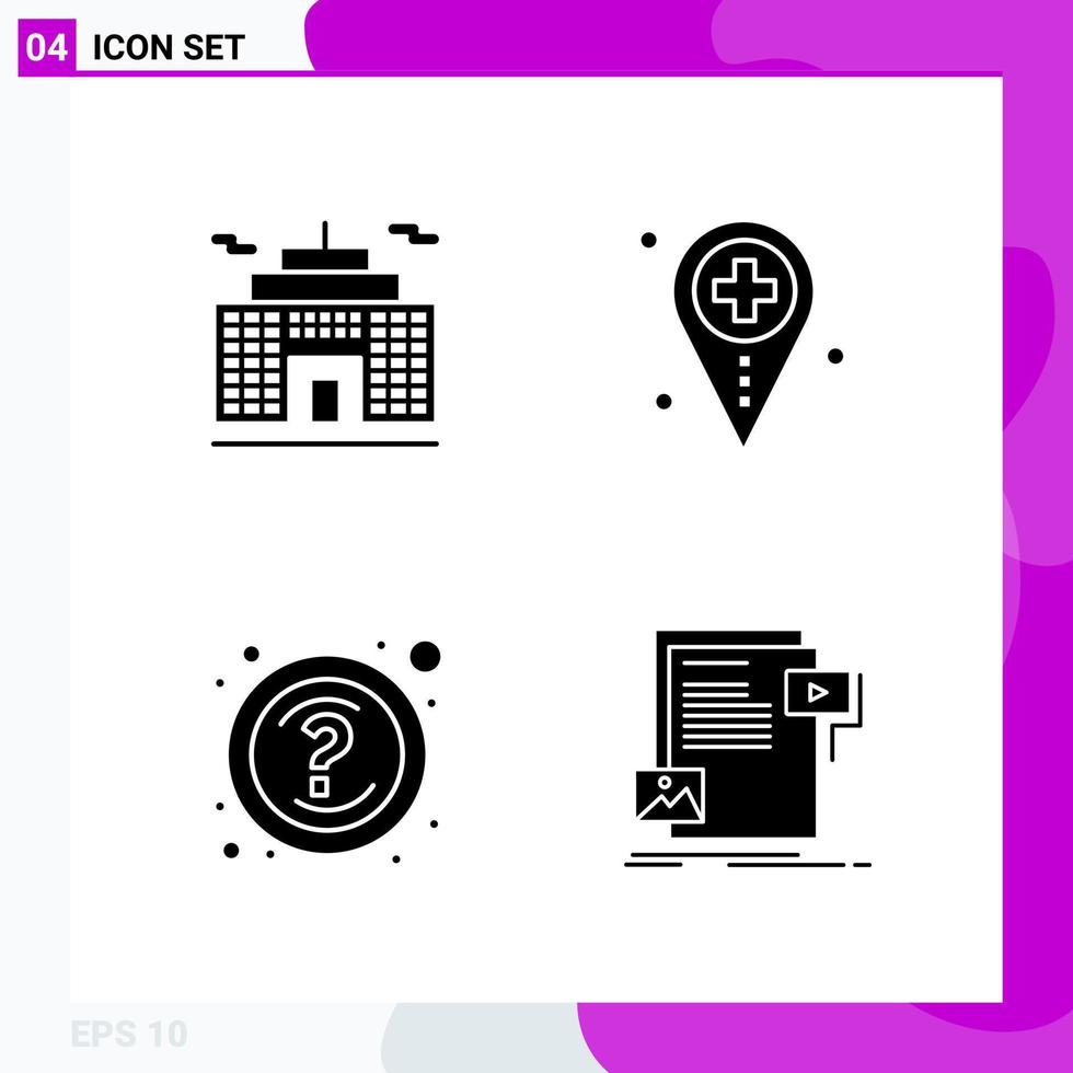 Solid Icon set Pack of 4 Glyph Icons isolated on White Background for Web Print and Mobile vector