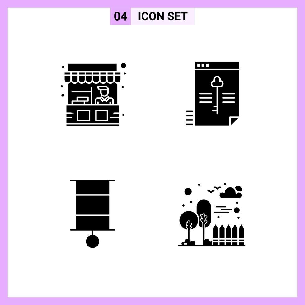 4 Icons in Solid Style Glyph Symbols on White Background Creative Vector Signs for Web mobile and Print