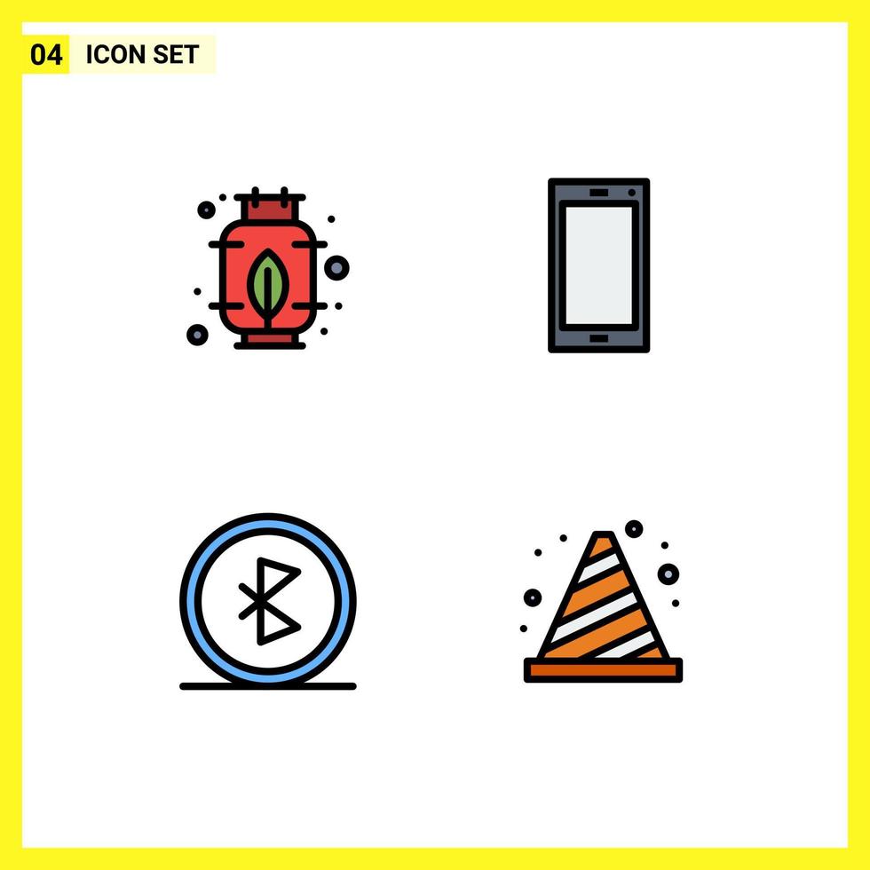 Pack of 4 Modern Filledline Flat Colors Signs and Symbols for Web Print Media such as energy communication phone android network Editable Vector Design Elements
