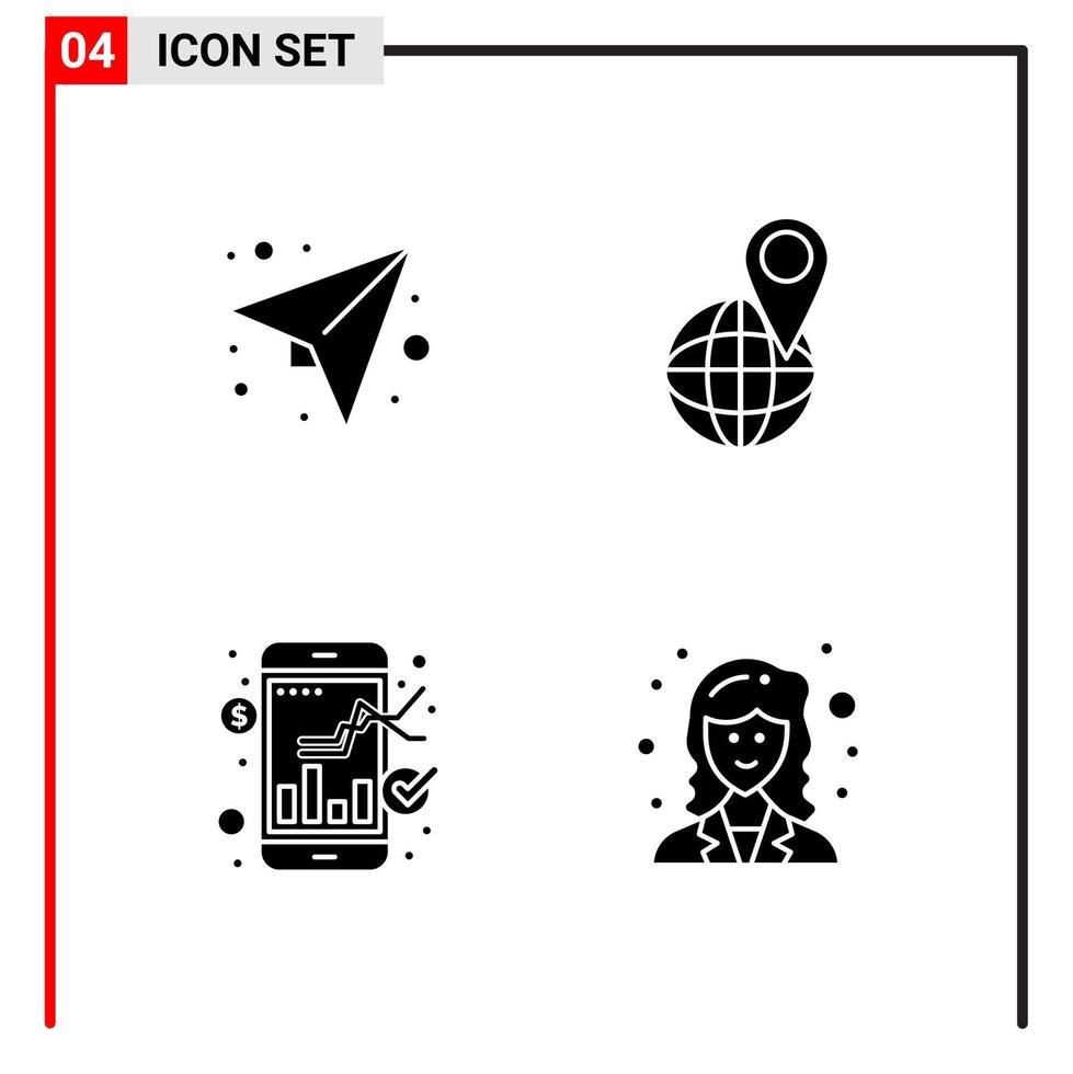 4 General Icons for website design print and mobile apps 4 Glyph Symbols Signs Isolated on White Background 4 Icon Pack vector
