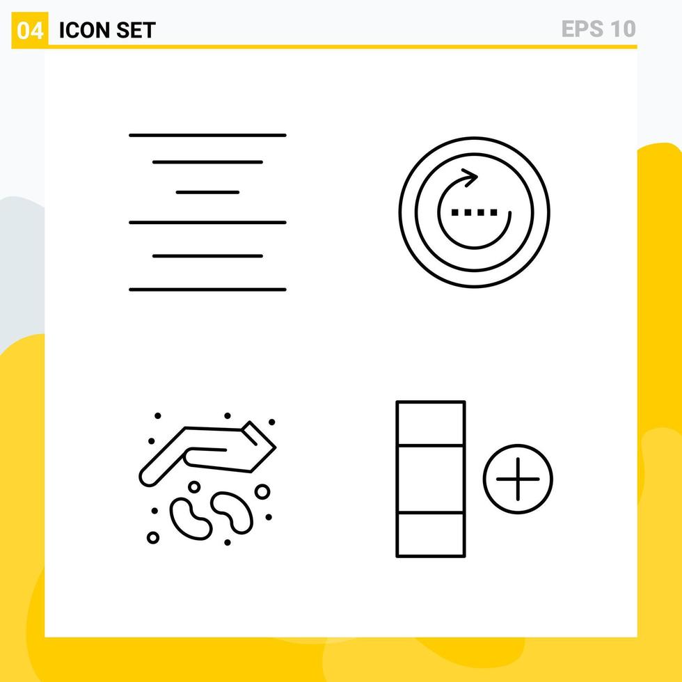 colección de 4 iconos de línea universal conjunto de iconos para web y móvil vector