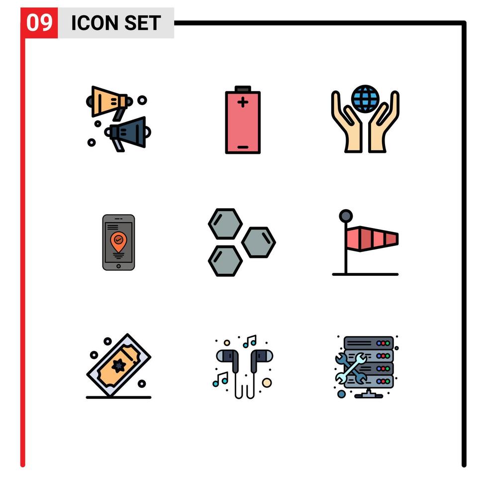 9 iconos creativos signos y símbolos modernos de forma hexágono manos células puntero elementos de diseño vectorial editables vector