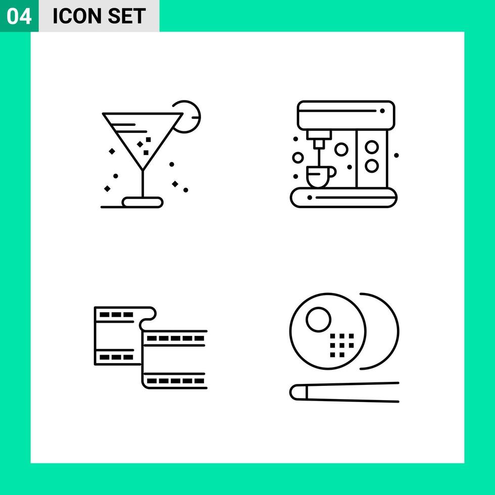 Pack of 4 Line Style Icon Set Outline Symbols for print Creative Signs Isolated on White Background 4 Icon Set vector