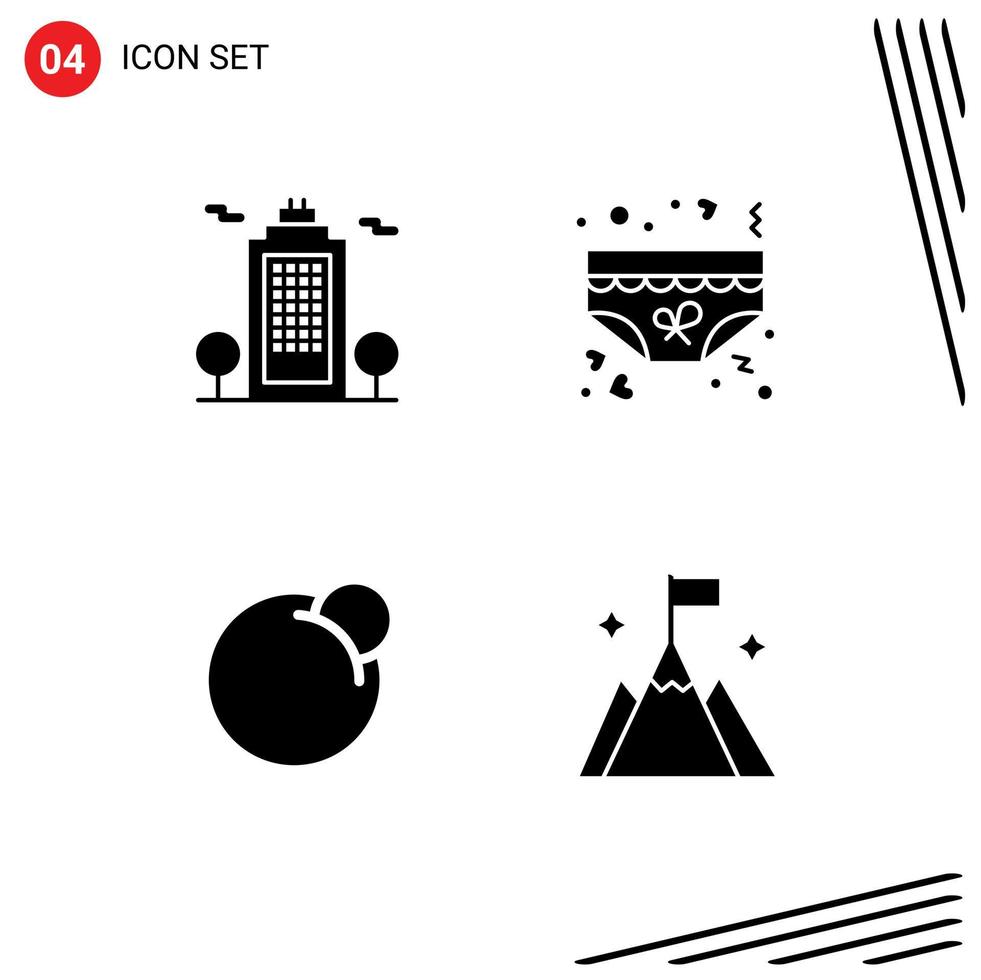 Set of 4 Commercial Solid Glyphs pack for building red coin environment underpants crypto Editable Vector Design Elements