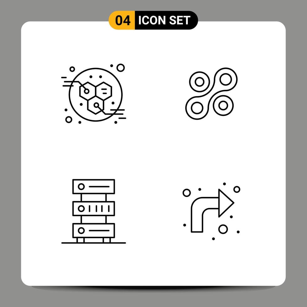 Set of 4 Commercial Filledline Flat Colors pack for energy server radium data arrows Editable Vector Design Elements
