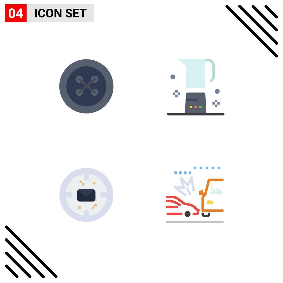 4 Thematic Vector Flat Icons and Editable Symbols of button business sew drink message Editable Vector Design Elements