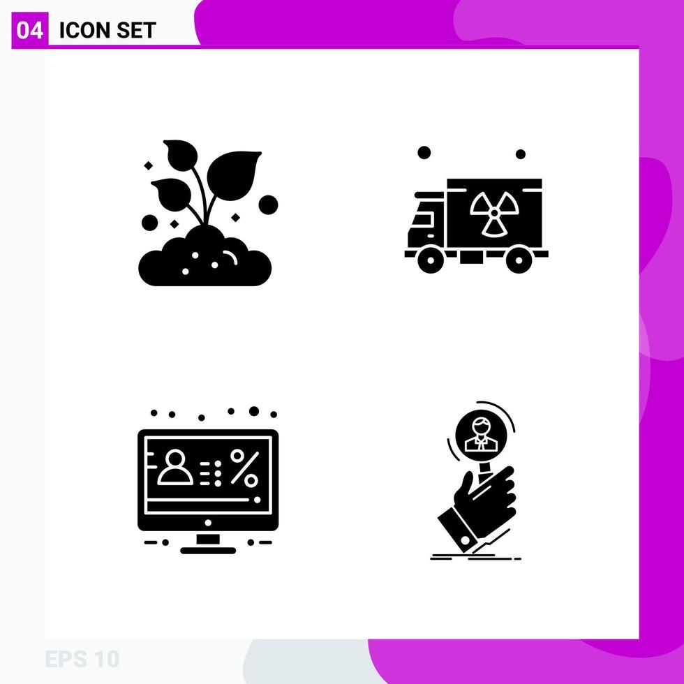 Solid Icon set Pack of 4 Glyph Icons isolated on White Background for Web Print and Mobile vector