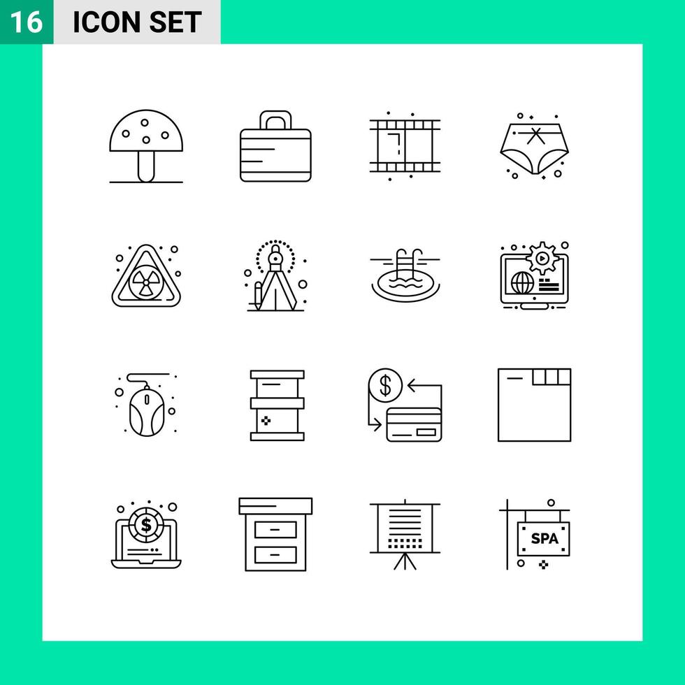 16 Creative Icons Modern Signs and Symbols of precision pollution film nuclear summer Editable Vector Design Elements
