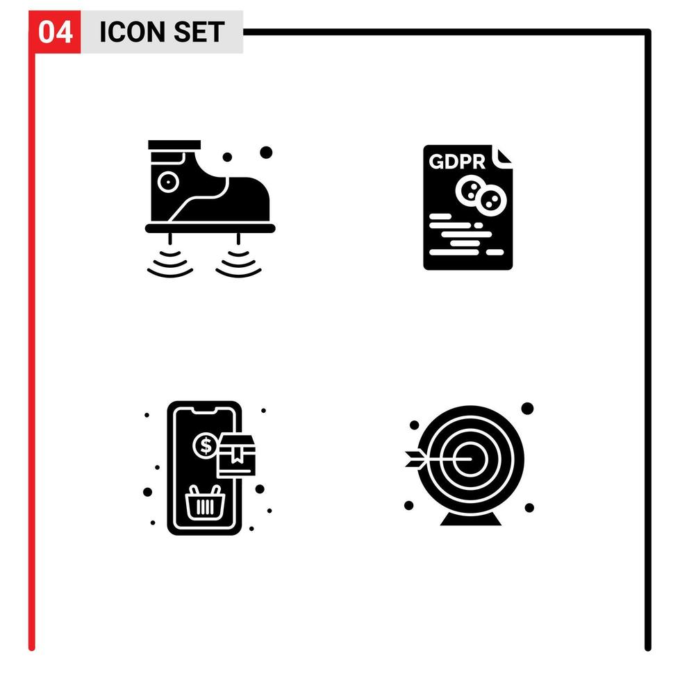 conjunto de pictogramas de glifos sólidos simples de zapatos tecnología móvil compra de archivos elementos de diseño vectorial editables vector