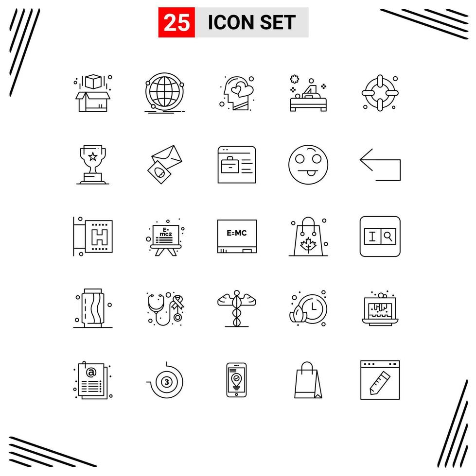conjunto moderno de 25 líneas y símbolos como la mesa de seguros emociones spa elementos de diseño de vectores editables humanos