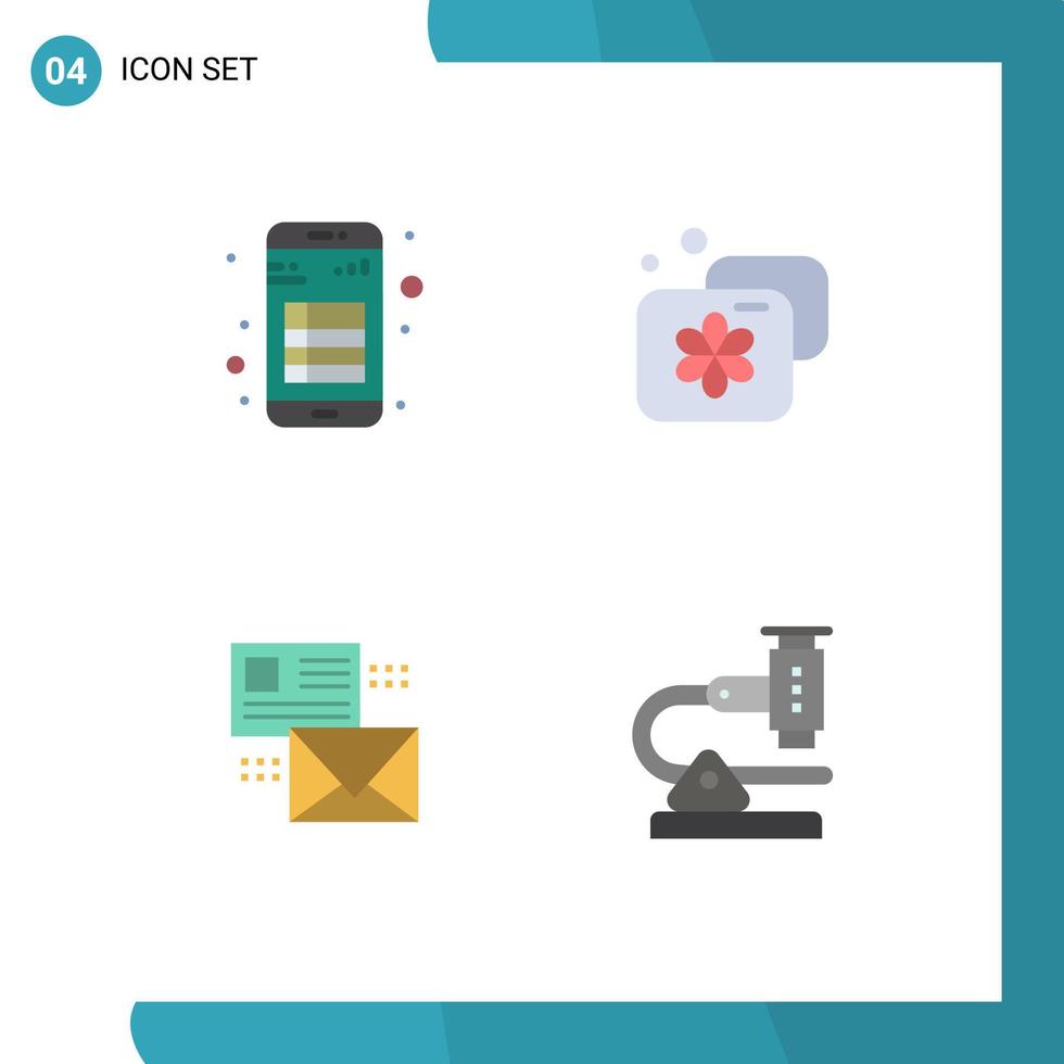 Group of 4 Modern Flat Icons Set for app mailing note beauty e Editable Vector Design Elements