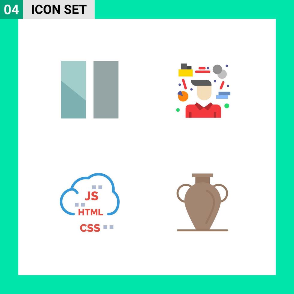 4 Thematic Vector Flat Icons and Editable Symbols of editing cloud layout tasks coding Editable Vector Design Elements