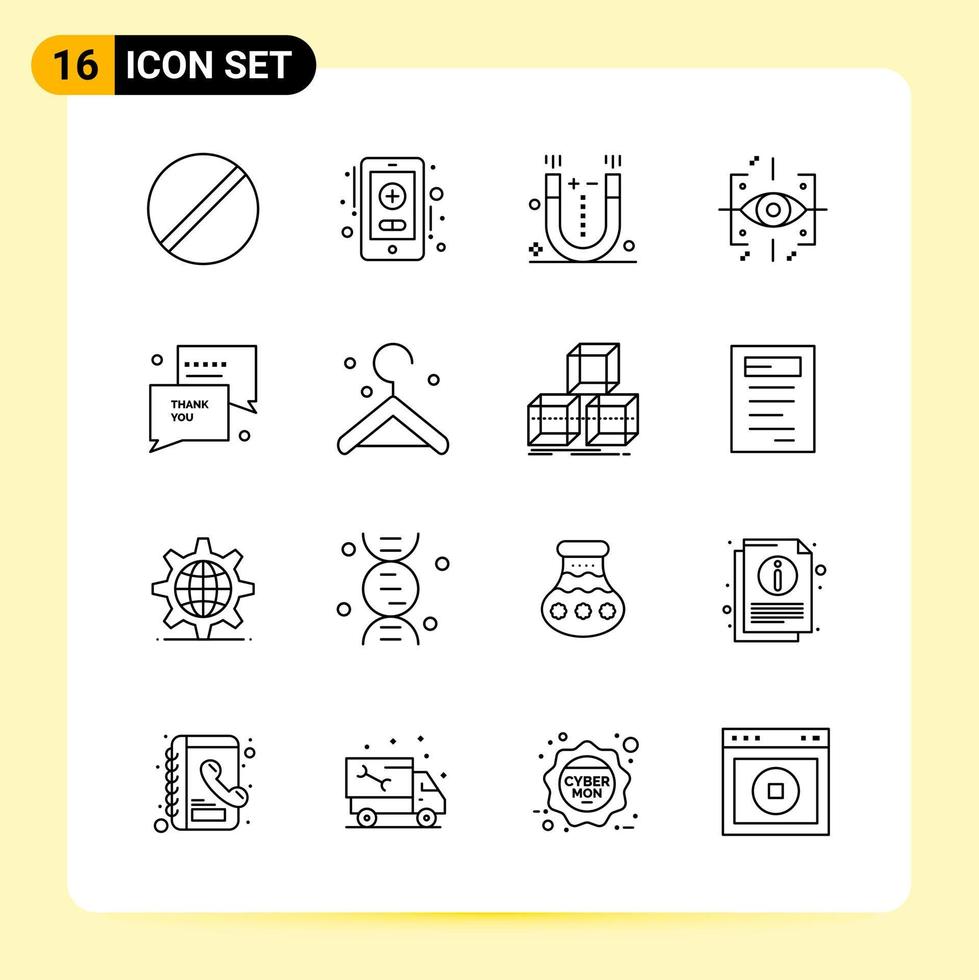 16 Creative Icons for Modern website design and responsive mobile apps 16 Outline Symbols Signs on White Background 16 Icon Pack vector