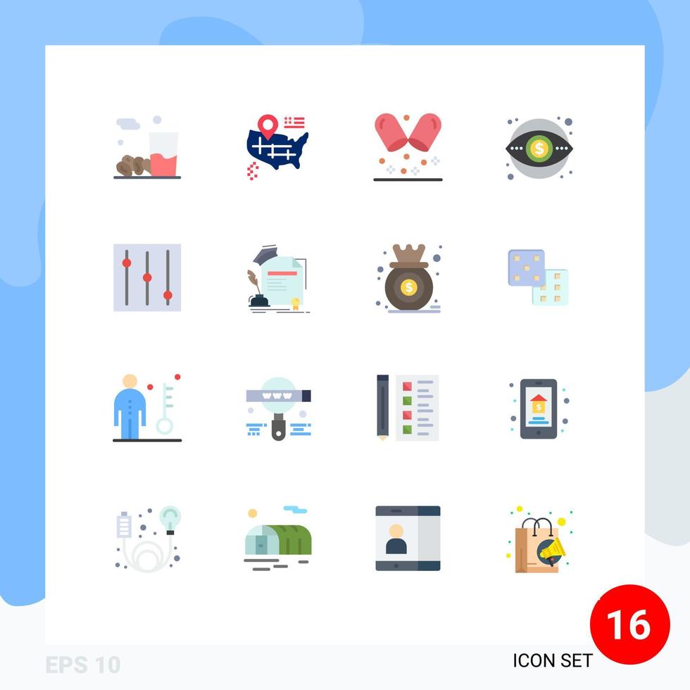 16 Universal Flat Colors Set for Web and Mobile Applications degree tools hospital vision marketing Editable Pack of Creative Vector Design Elements