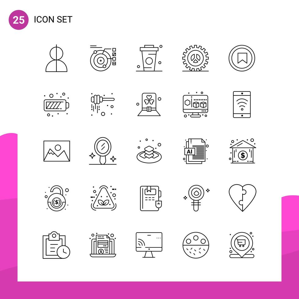 Outline Icon set Pack of 25 Line Icons isolated on White Background for responsive Website Design Print and Mobile Applications vector