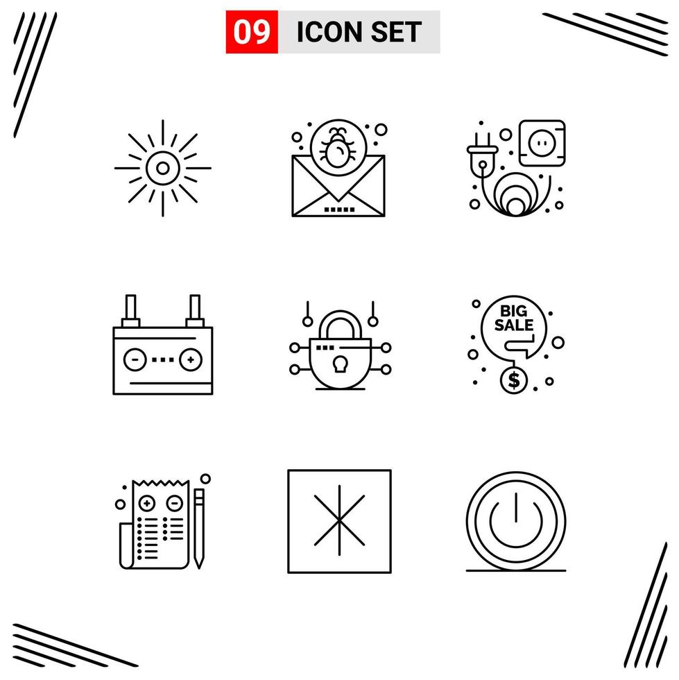 9 Icons Line Style Grid Based Creative Outline Symbols for Website Design Simple Line Icon Signs Isolated on White Background 9 Icon Set vector