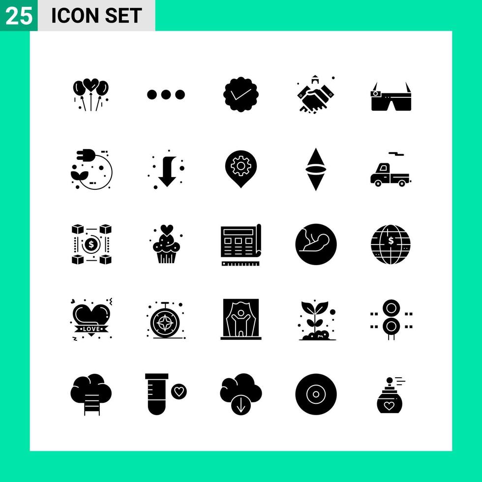 Pack of 25 Solid Style Icon Set Glyph Symbols for print Creative Signs Isolated on White Background 25 Icon Set vector