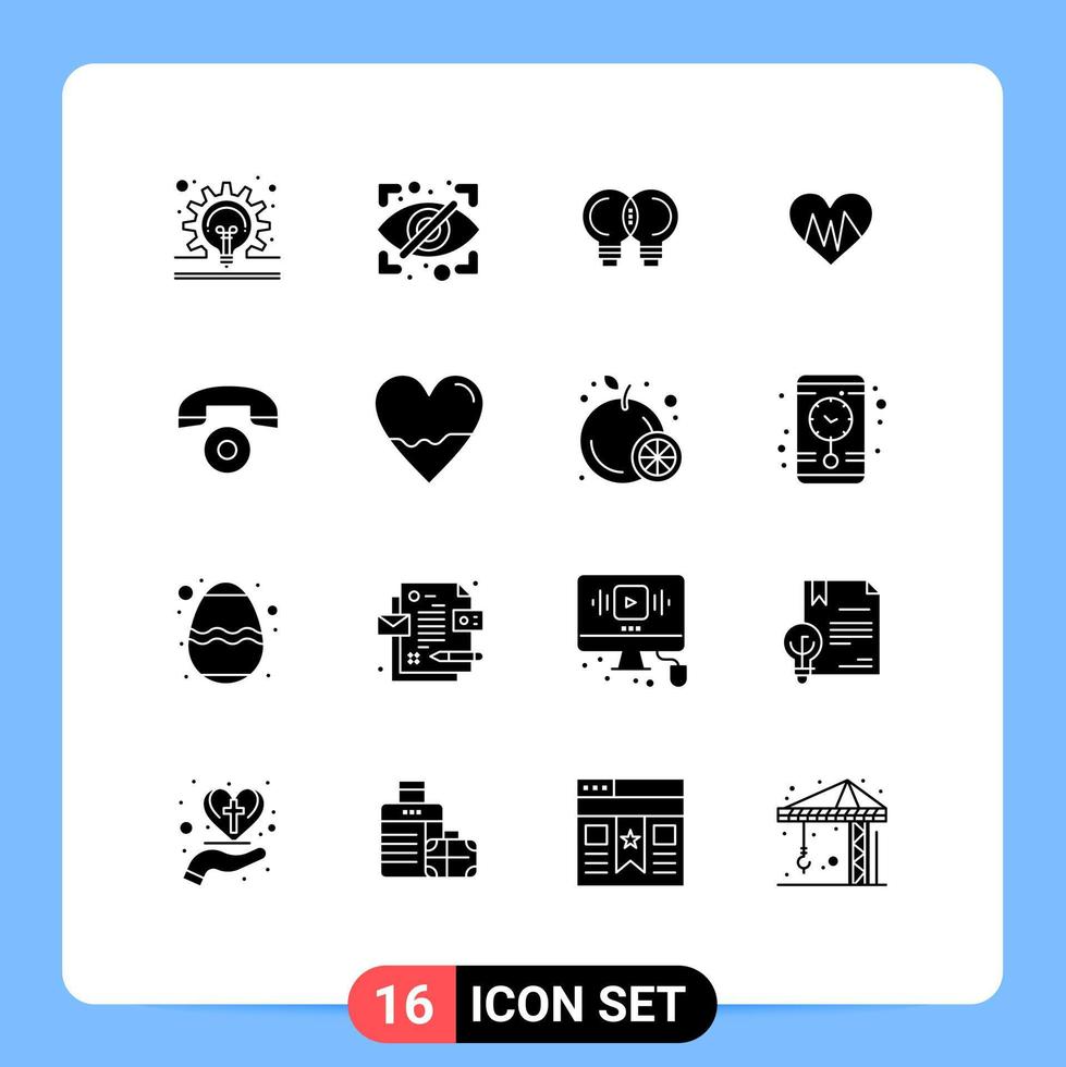 Stock Vector Icon Pack of 16 Line Signs and Symbols for call pulse idea heartbeat medical Editable Vector Design Elements