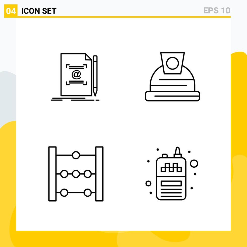 Collection of 4 Universal Line Icons Icon Set for Web and Mobile vector