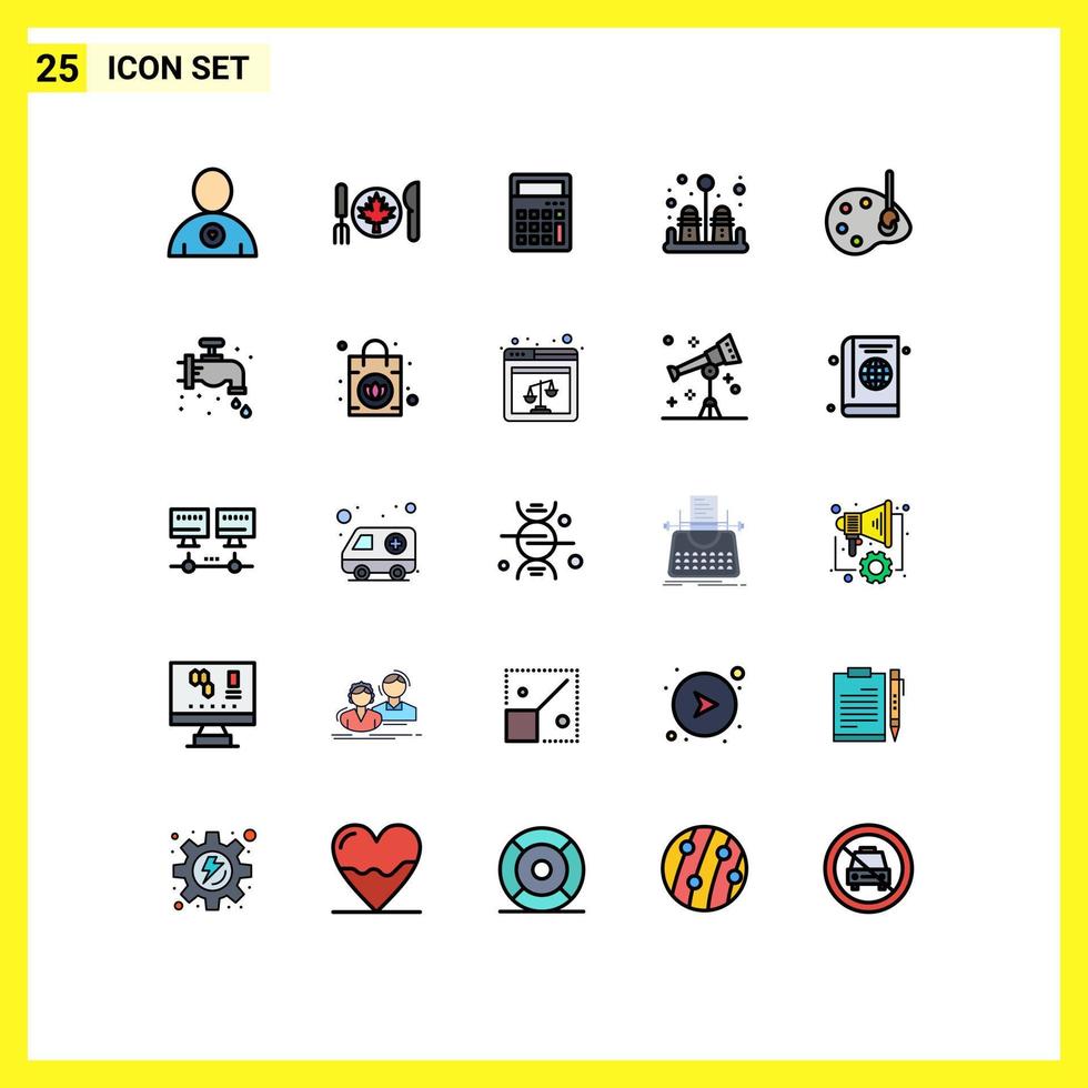 25 iconos creativos, signos y símbolos modernos de edición, dibujo, comercio electrónico, arte, sal, elementos de diseño vectorial editables vector