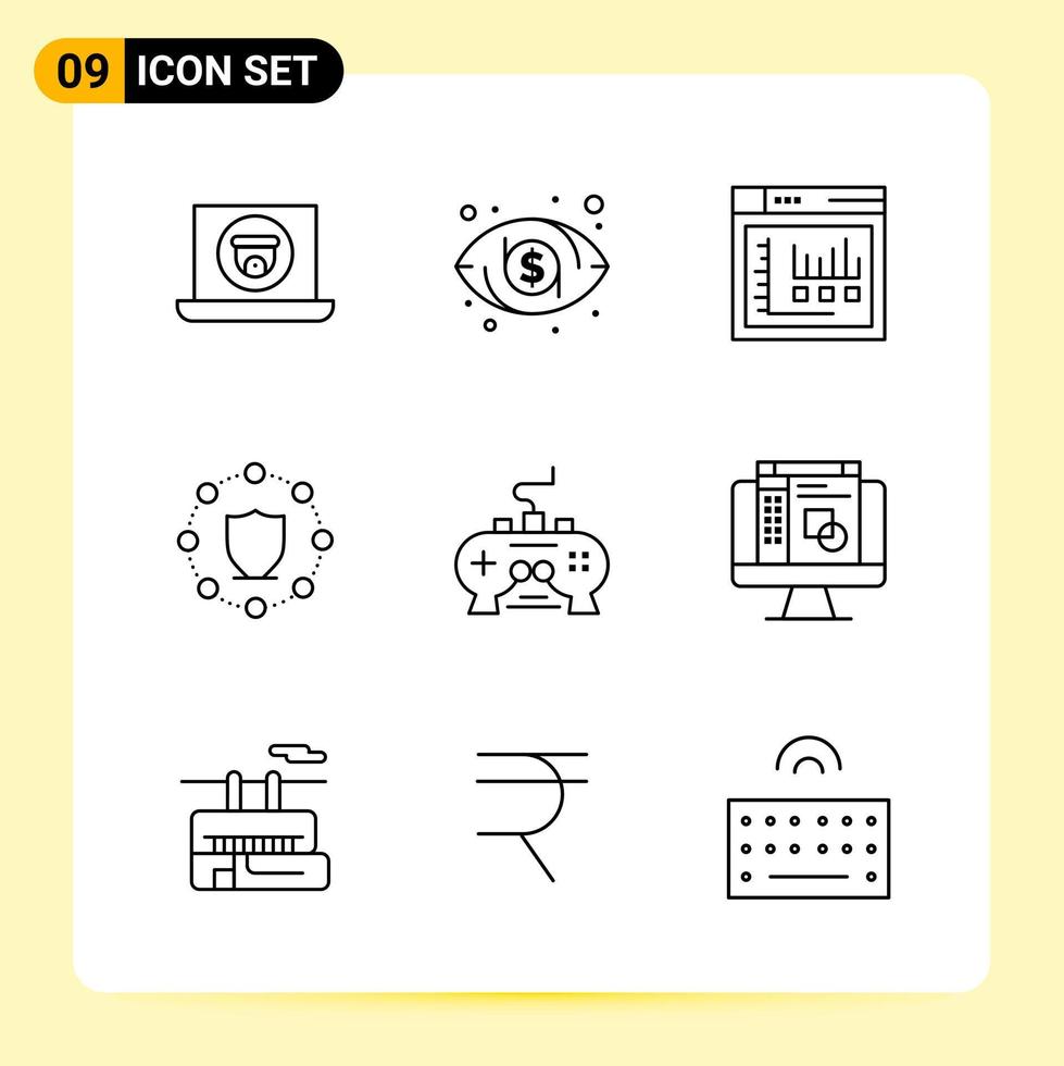 9 Creative Icons for Modern website design and responsive mobile apps 9 Outline Symbols Signs on White Background 9 Icon Pack vector