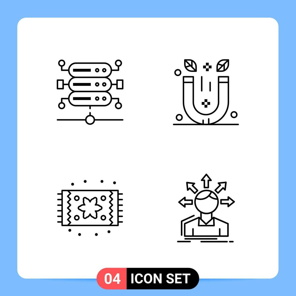 4 Line Black Icon Pack Outline Symbols for Mobile Apps isolated on white background 4 Icons Set vector