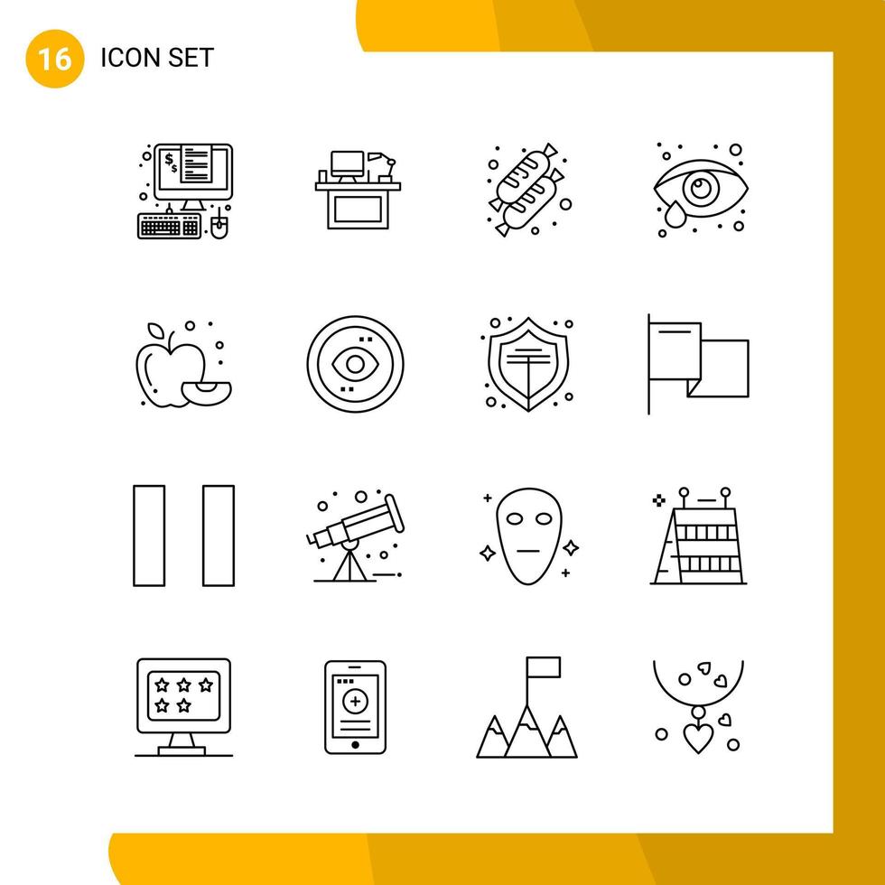 16 Icon Set Line Style Icon Pack Outline Symbols isolated on White Backgound for Responsive Website Designing vector