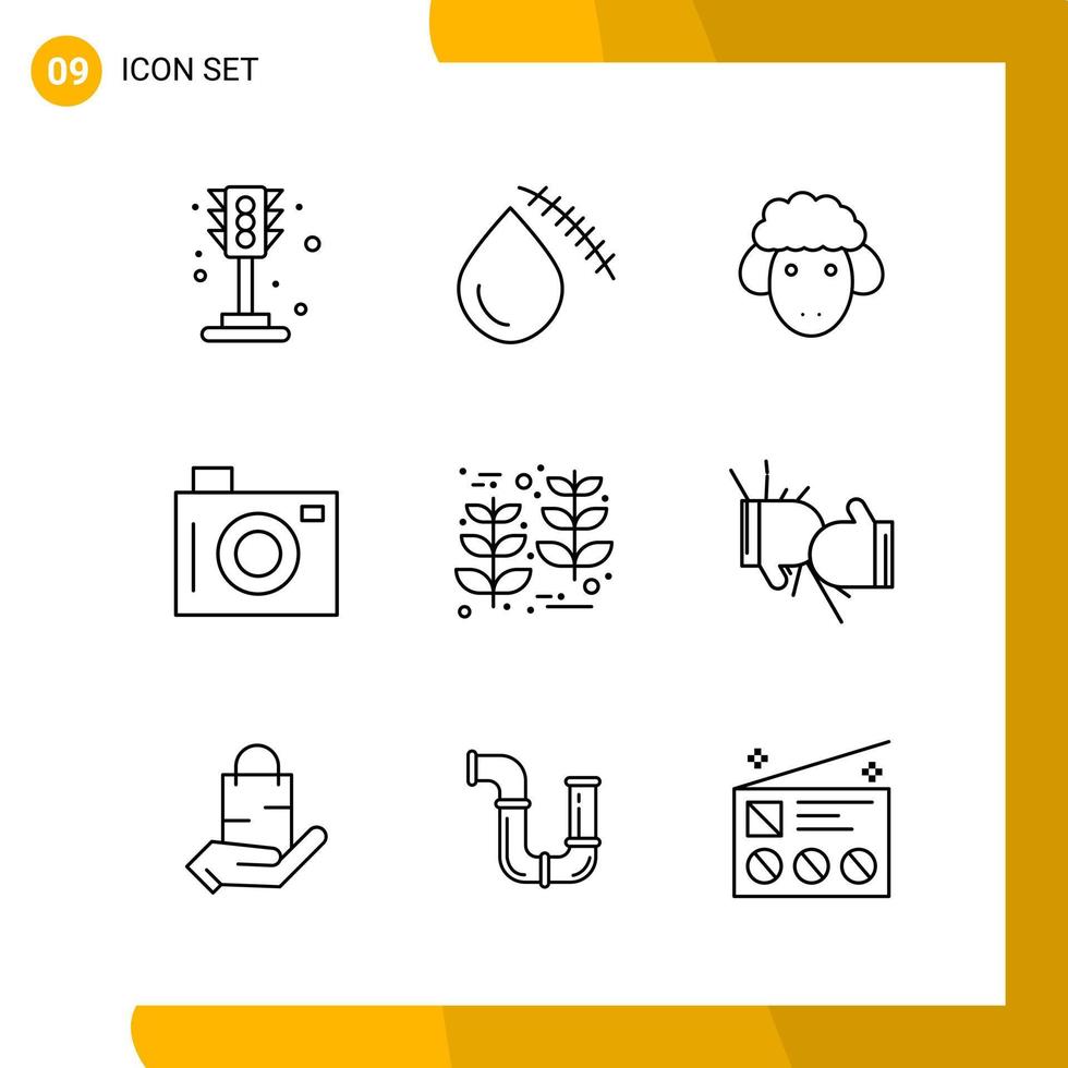 9 Icon Set Line Style Icon Pack Outline Symbols isolated on White Backgound for Responsive Website Designing vector