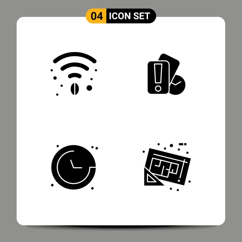 4 Creative Icons Modern Signs and Symbols of cafe location card referee blueprint Editable Vector Design Elements