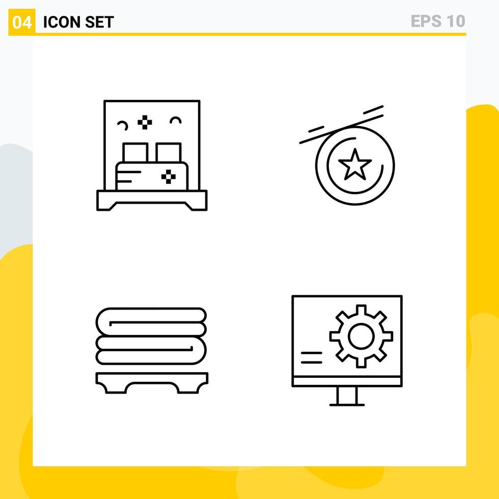 Collection of 4 Universal Line Icons Icon Set for Web and Mobile vector