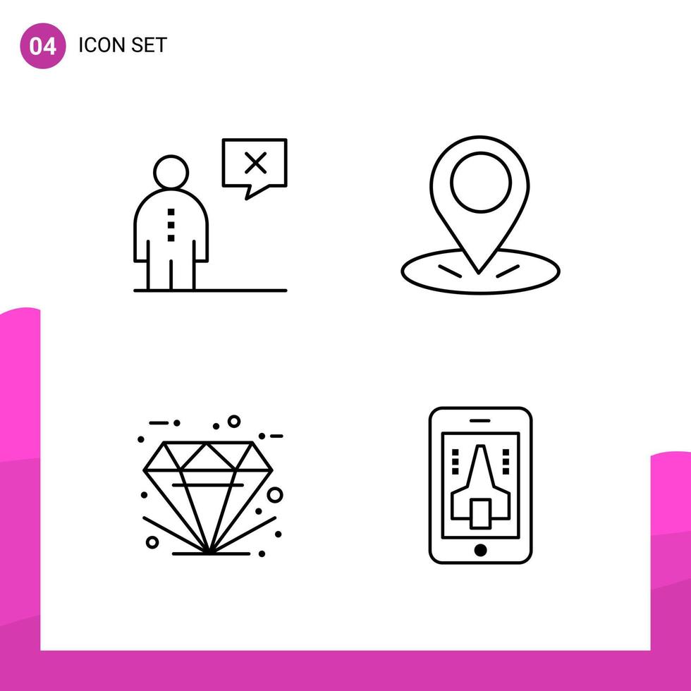 Outline Icon set Pack of 4 Line Icons isolated on White Background for responsive Website Design Print and Mobile Applications vector