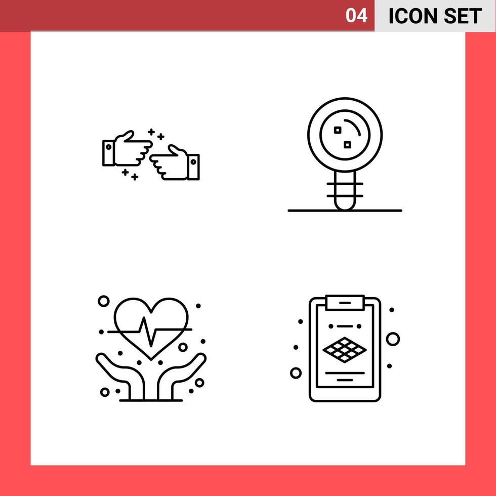 4 símbolos de contorno de estilo de línea de paquete de iconos sobre fondo blanco signos simples para diseño general vector