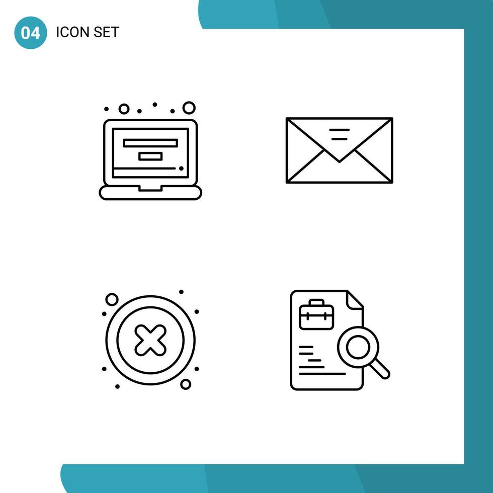 paquete de iconos de vector de stock de 4 signos y símbolos de línea para cancelar cuenta perfil interfaz de correo elementos de diseño de vector editables