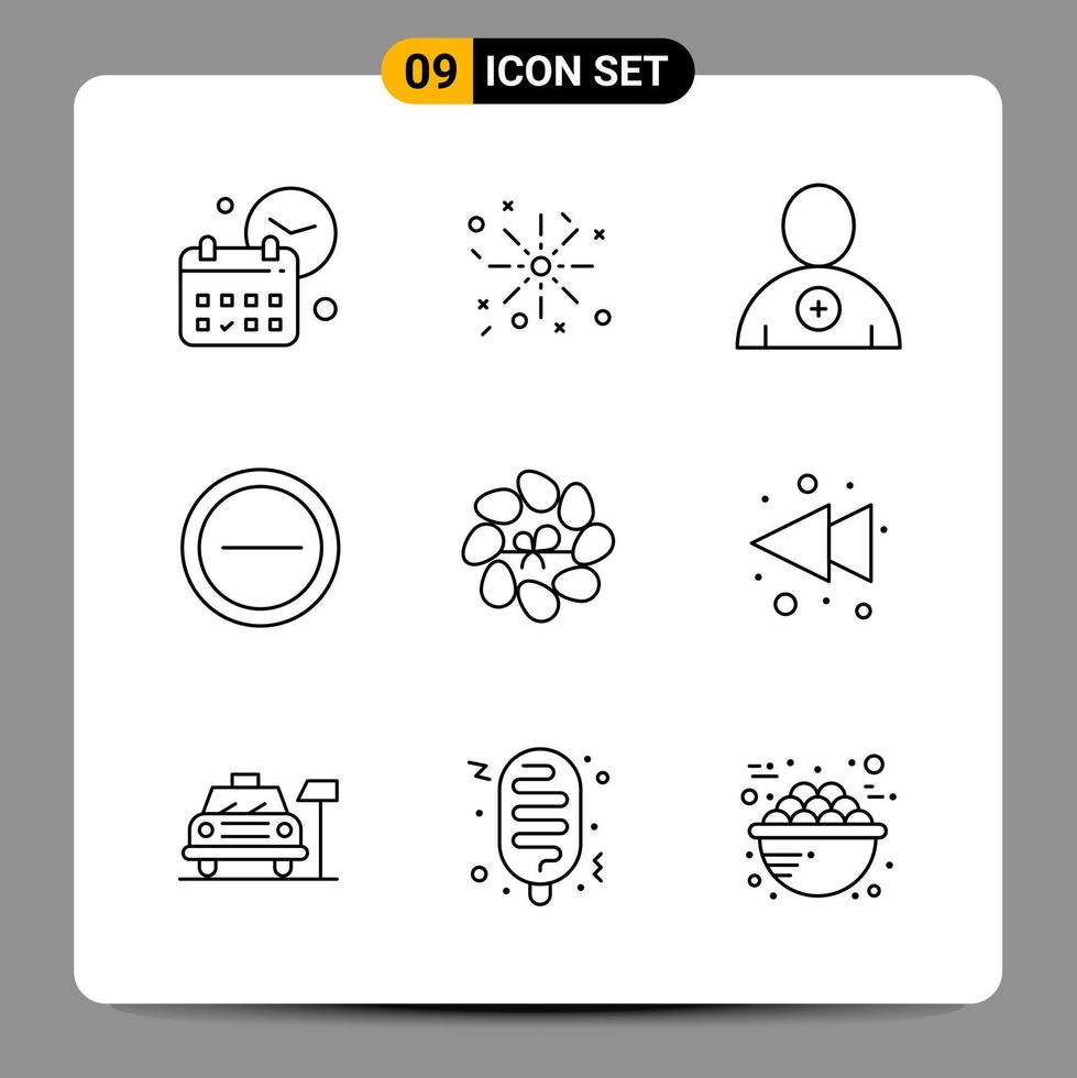 9 Black Icon Pack Outline Symbols Signs for Responsive designs on white background 9 Icons Set vector