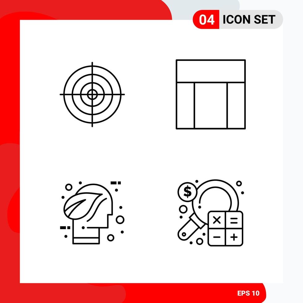 conjunto creativo de 4 iconos de contorno universal aislado sobre fondo blanco vector