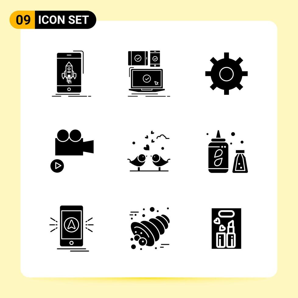 9 Creative Icons for Modern website design and responsive mobile apps 9 Glyph Symbols Signs on White Background 9 Icon Pack vector