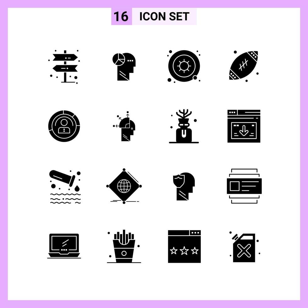 16 iconos en símbolos de glifo de estilo sólido sobre fondo blanco signos vectoriales creativos para web móvil e impresión vector