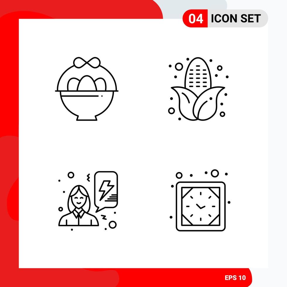 Creative Set of 4 Universal Outline Icons isolated on White Background vector