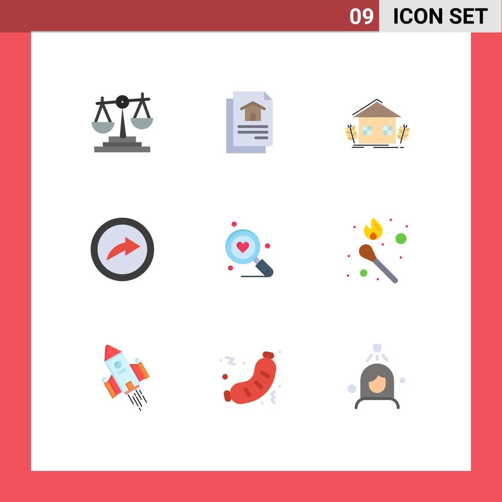 Universal Icon Symbols Group of 9 Modern Flat Colors of heart search urban share export Editable Vector Design Elements